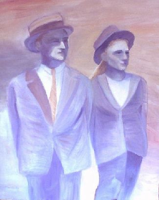 two people, oil painting, by Irene Rowley